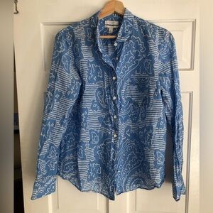 J. Crew Blue and White Paisley Button-Down Shirt